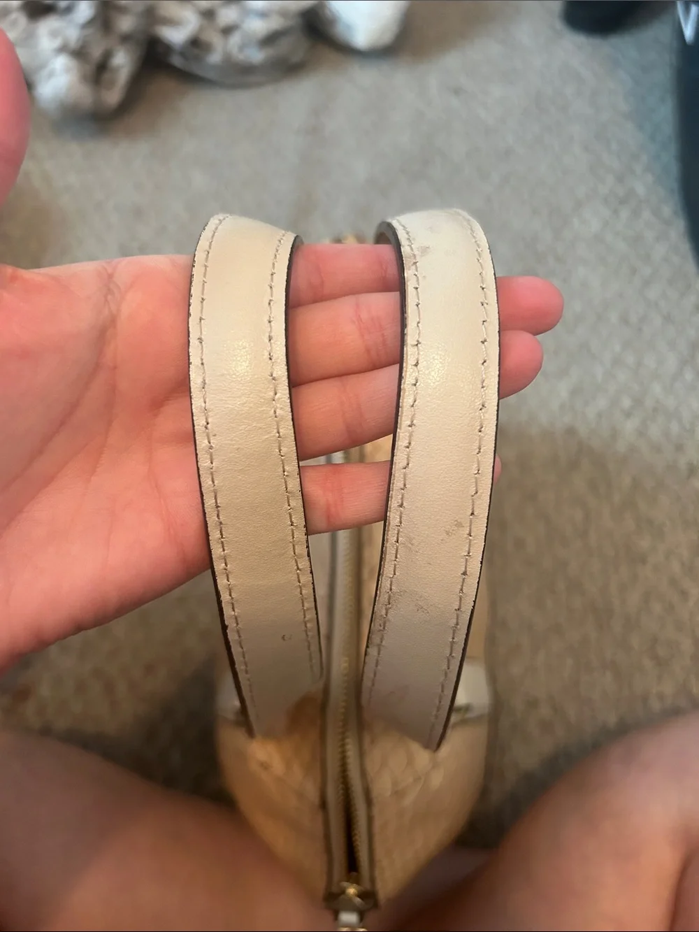 Calvin Klein Beige Snake-Embossed Satchel with Tan Pouch